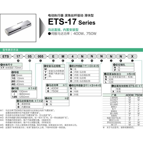 CKD喜開理電動執(zhí)行器（無馬達(dá)型）滑塊型ETS-17-40005-EM4NNNNN
