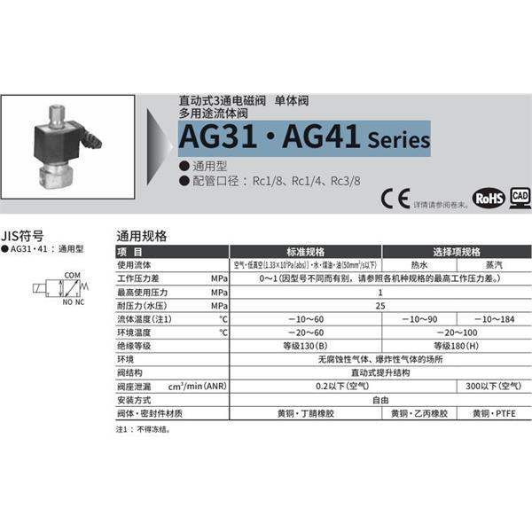 CKD喜開(kāi)理多種流體直動(dòng)式2通電磁集成閥AG31-01-2-DC 100V